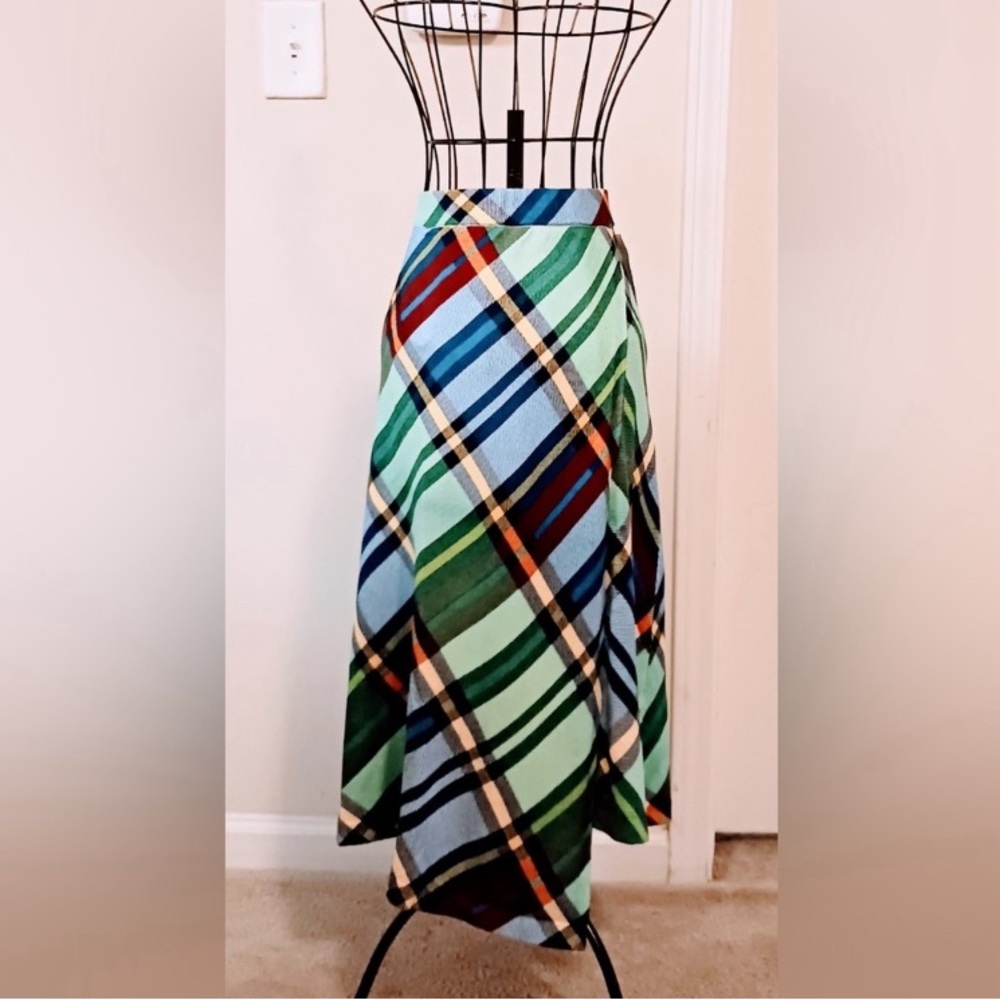 525 America Skirts/525 America Women's Plaid Printed Faux Wrap Skirt